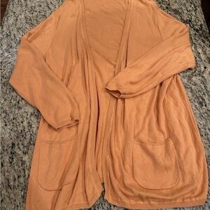 J Jill Women’s Orange Cardigan Sweater cotton soft dressy casual warm
